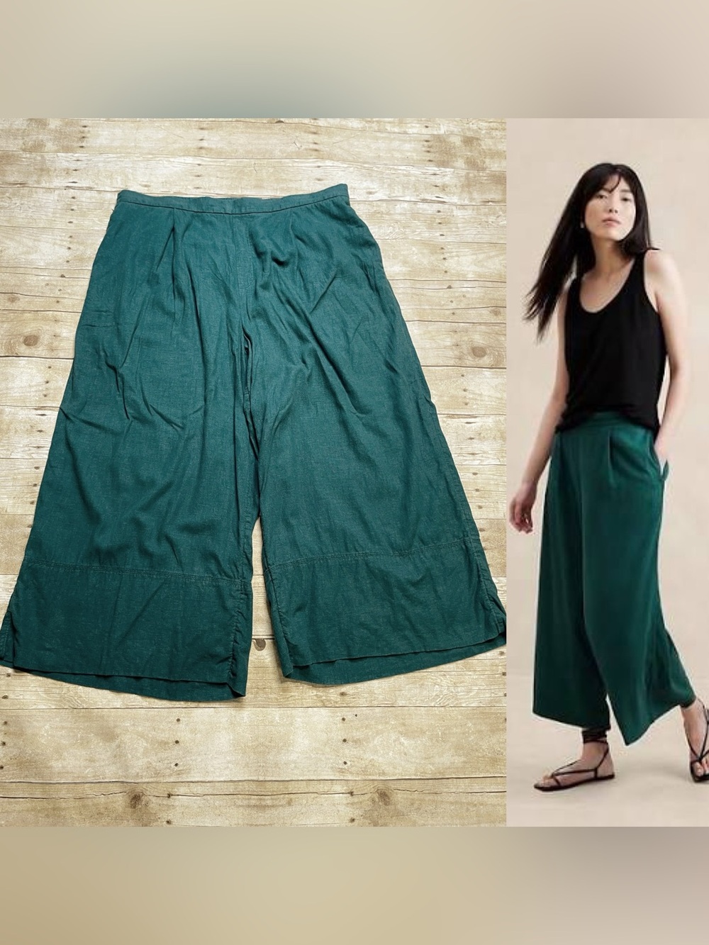 Banana Republic Women’s Linen Blend Hair Rise Wide Leg Pants In Deep Sea Teal